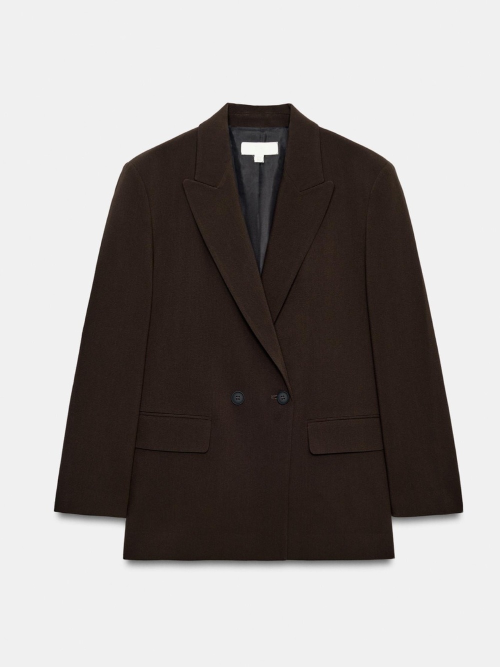 ZARA DARK BROWN OVERSIZED DOUBLE-BREASTED BLAZER